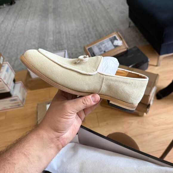 Santimon Men's US 7 - 12.5 Beige Casual Bow Loafers Flats Slip On Casual Shoes - Picture 6 of 12